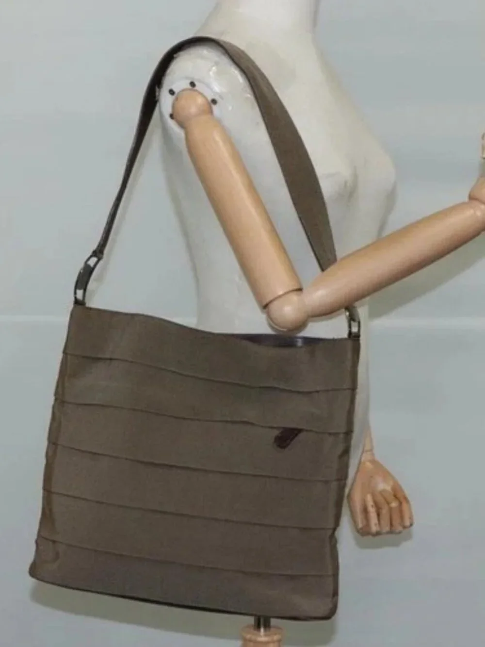 Salvatore Ferragamo Vala Shoulder Bag Canvas Brown Auth bs20980